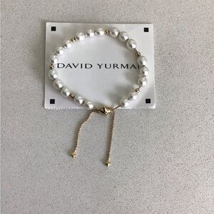 David Yurman Pearl and 18k Gold Bead Bracelet worn once, mint, adjustable